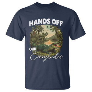 Hands Off Our Everglades T Shirt Vintage Alligator Swamp TS02 Navy Print Your Wear