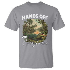Hands Off Our Everglades T Shirt Vintage Alligator Swamp TS02 Sport Gray Print Your Wear