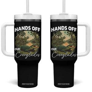 Hands Off Our Everglades Tumbler With Handle Vintage Alligator Swamp TS02 One Size: 40 oz Black Print Your Wear