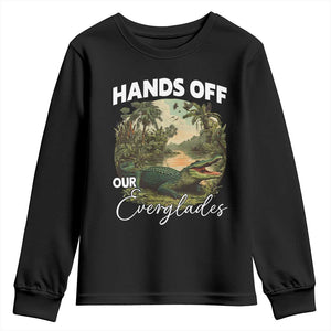 Hands Off Our Everglades Youth Sweatshirt Vintage Alligator Swamp TS02 Black Print Your Wear