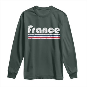 Vintage France Flag Distressed Retro Graphic Long Sleeve Shirt Patriotic French Heritage Pride Gift TS02 Dark Forest Green Print Your Wear