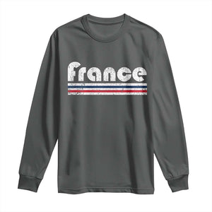 Vintage France Flag Distressed Retro Graphic Long Sleeve Shirt Patriotic French Heritage Pride Gift TS02 Dark Heather Print Your Wear
