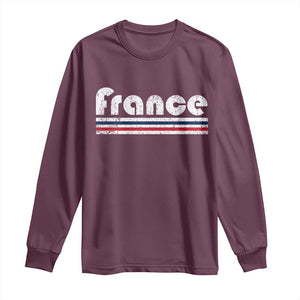 Vintage France Flag Distressed Retro Graphic Long Sleeve Shirt Patriotic French Heritage Pride Gift TS02 Maroon Print Your Wear