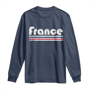 Vintage France Flag Distressed Retro Graphic Long Sleeve Shirt Patriotic French Heritage Pride Gift TS02 Navy Print Your Wear