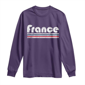 Vintage France Flag Distressed Retro Graphic Long Sleeve Shirt Patriotic French Heritage Pride Gift TS02 Purple Print Your Wear