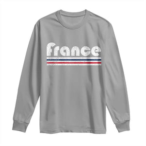 Vintage France Flag Distressed Retro Graphic Long Sleeve Shirt Patriotic French Heritage Pride Gift TS02 Sport Gray Print Your Wear