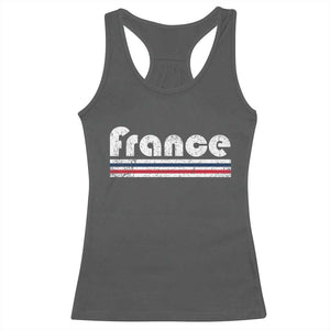 Vintage France Flag Distressed Retro Graphic Racerback Tank Top Patriotic French Heritage Pride Gift TS02 Dark Heather Print Your Wear