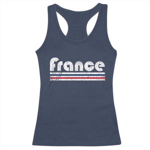 Vintage France Flag Distressed Retro Graphic Racerback Tank Top Patriotic French Heritage Pride Gift TS02 Navy Print Your Wear