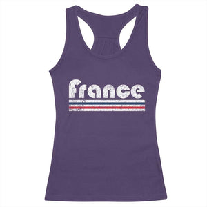 Vintage France Flag Distressed Retro Graphic Racerback Tank Top Patriotic French Heritage Pride Gift TS02 Purple Print Your Wear