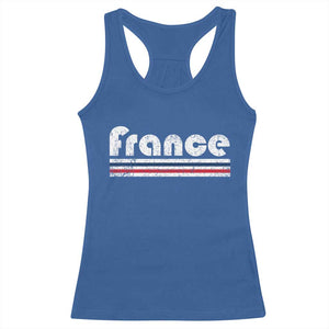 Vintage France Flag Distressed Retro Graphic Racerback Tank Top Patriotic French Heritage Pride Gift TS02 Royal Blue Print Your Wear