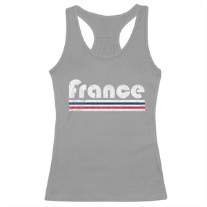 Vintage France Flag Distressed Retro Graphic Racerback Tank Top Patriotic French Heritage Pride Gift TS02 Sport Gray Print Your Wear