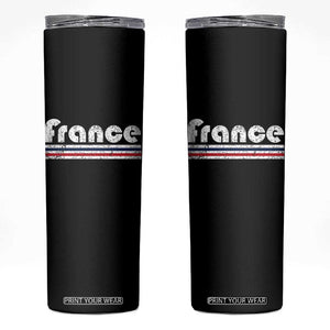 Vintage France Flag Distressed Retro Graphic Skinny Tumbler Patriotic French Heritage Pride Gift TS02 Black Print Your Wear