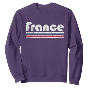 Vintage France Flag Distressed Retro Graphic Sweatshirt Patriotic French Heritage Pride Gift TS02 Purple Print Your Wear