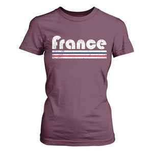 Vintage France Flag Distressed Retro Graphic T Shirt For Women Patriotic French Heritage Pride Gift TS02 Maroon Print Your Wear