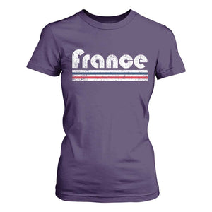 Vintage France Flag Distressed Retro Graphic T Shirt For Women Patriotic French Heritage Pride Gift TS02 Purple Print Your Wear
