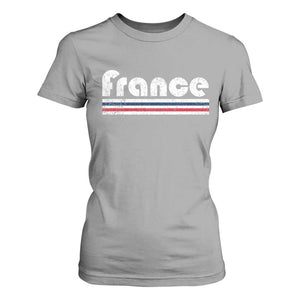 Vintage France Flag Distressed Retro Graphic T Shirt For Women Patriotic French Heritage Pride Gift TS02 Sport Gray Print Your Wear