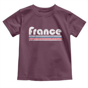Vintage France Flag Distressed Retro Graphic Toddler T Shirt Patriotic French Heritage Pride Gift TS02 Maroon Print Your Wear