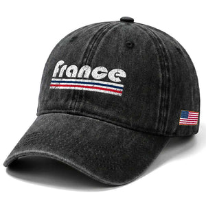 Vintage France Flag Distressed Retro Graphic Washed Cotton Baseball Cap Patriotic French Heritage Pride Gift TS02 Print Your Wear