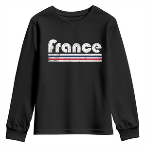 Vintage France Flag Distressed Retro Graphic Youth Sweatshirt Patriotic French Heritage Pride Gift TS02 Black Print Your Wear