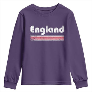 Vintage England Retro Distressed Graphic Youth Sweatshirt Patriotic English Heritage Pride Souvenir TS02 Purple Print Your Wear