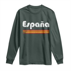 Vintage Espana Espanol Retro Distressed Graphic Long Sleeve Shirt Patriotic Spanish Spain Flag Heritage Pride Souvenir TS02 Dark Forest Green Print Your Wear