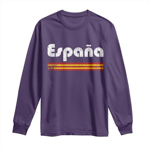 Vintage Espana Espanol Retro Distressed Graphic Long Sleeve Shirt Patriotic Spanish Spain Flag Heritage Pride Souvenir TS02 Purple Print Your Wear