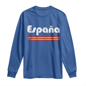 Vintage Espana Espanol Retro Distressed Graphic Long Sleeve Shirt Patriotic Spanish Spain Flag Heritage Pride Souvenir TS02 Royal Blue Print Your Wear