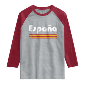 Vintage Espana Espanol Retro Distressed Graphic Raglan Shirt Patriotic Spanish Spain Flag Heritage Pride Souvenir TS02 Heather Gray Heather Red Print Your Wear