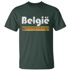 Retro Belgie Belgium Flag Distressed Graphic in Dutch T Shirt Proud Belgian Heritage and Country Roots Pride Gift TS02 Dark Forest Green Print Your Wear
