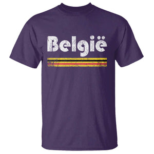 Retro Belgie Belgium Flag Distressed Graphic in Dutch T Shirt Proud Belgian Heritage and Country Roots Pride Gift TS02 Purple Print Your Wear