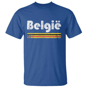 Retro Belgie Belgium Flag Distressed Graphic in Dutch T Shirt Proud Belgian Heritage and Country Roots Pride Gift TS02 Royal Blue Print Your Wear
