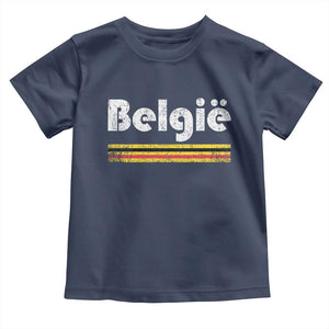 Retro Belgie Belgium Flag Distressed Graphic in Dutch Toddler T Shirt Proud Belgian Heritage and Country Roots Pride Gift TS02 Navy Print Your Wear