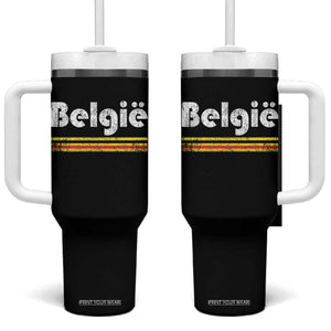 Retro Belgie Belgium Flag Distressed Graphic in Dutch Tumbler With Handle Proud Belgian Heritage and Country Roots Pride Gift TS02 One Size: 40 oz Black Print Your Wear