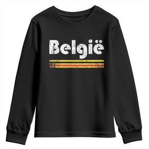 Retro Belgie Belgium Flag Distressed Graphic in Dutch Youth Sweatshirt Proud Belgian Heritage and Country Roots Pride Gift TS02 Black Print Your Wear