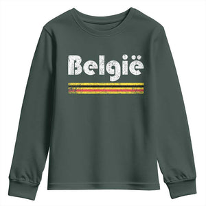 Retro Belgie Belgium Flag Distressed Graphic in Dutch Youth Sweatshirt Proud Belgian Heritage and Country Roots Pride Gift TS02 Dark Forest Green Print Your Wear