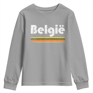 Retro Belgie Belgium Flag Distressed Graphic in Dutch Youth Sweatshirt Proud Belgian Heritage and Country Roots Pride Gift TS02 Sport Gray Print Your Wear
