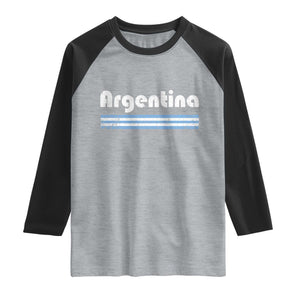 Vintage Argentina Retro Distressed Graphic Raglan Shirt Patriotic Argentine Heritage Pride Souvenir TS02 Heather Gray Black Print Your Wear