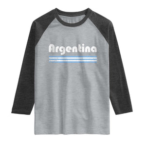Vintage Argentina Retro Distressed Graphic Raglan Shirt Patriotic Argentine Heritage Pride Souvenir TS02 Heather Gray Heather Charcoal Print Your Wear