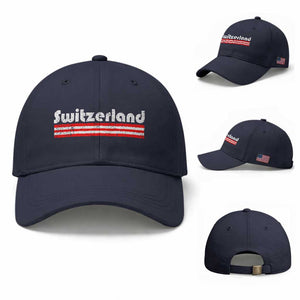 Vintage Switzerland Retro Distressed Graphic Baseball Cap Patriotic Swiss Heritage Pride Souvenir TS02 Baseball Cap Universal Fit Navy Print Your Wear