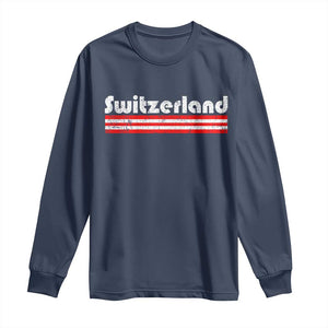 Vintage Switzerland Retro Distressed Graphic Long Sleeve Shirt Patriotic Swiss Heritage Pride Souvenir TS02 Navy Print Your Wear