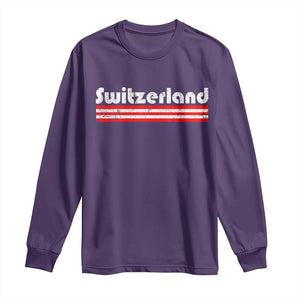 Vintage Switzerland Retro Distressed Graphic Long Sleeve Shirt Patriotic Swiss Heritage Pride Souvenir TS02 Purple Print Your Wear