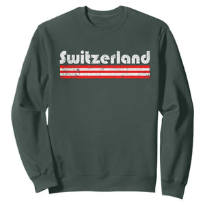 Vintage Switzerland Retro Distressed Graphic Sweatshirt Patriotic Swiss Heritage Pride Souvenir TS02 Dark Forest Green Print Your Wear