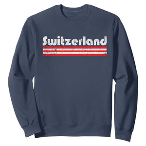 Vintage Switzerland Retro Distressed Graphic Sweatshirt Patriotic Swiss Heritage Pride Souvenir TS02 Navy Print Your Wear