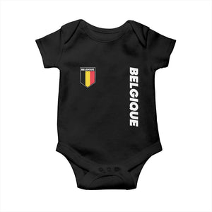 Belgique Belgium Flag Shield Minimalist Graphic Baby Onesie French Belgian Pride and European Heritage Souvenir TS02 Black Print Your Wear