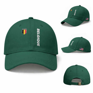 Belgique Belgium Flag Shield Minimalist Graphic Baseball Cap French Belgian Pride and European Heritage Souvenir TS02 Baseball Cap Universal Fit Irish Green Print Your Wear