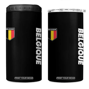 Belgique Belgium Flag Shield Minimalist Graphic 4 in 1 Can Cooler Tumbler French Belgian Pride and European Heritage Souvenir TS02 One Size: 16 oz Black Print Your Wear