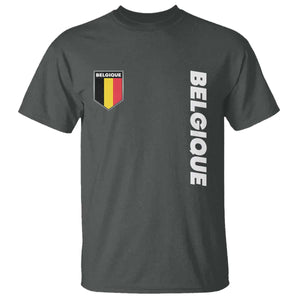 Belgique Belgium Flag Shield Minimalist Graphic T Shirt French Belgian Pride and European Heritage Souvenir TS02 Dark Heather Print Your Wear