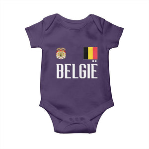 Royal Coat of Arms Belgie Crest Graphic Baby Onesie Traditional Belgium Belgian Flag and Lion Heritage Pride Gift TS02 Purple Print Your Wear