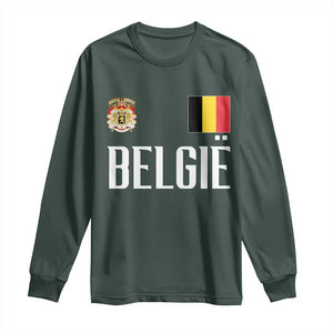 Royal Coat of Arms Belgie Crest Graphic Long Sleeve Shirt Traditional Belgium Belgian Flag and Lion Heritage Pride Gift TS02 Dark Forest Green Print Your Wear