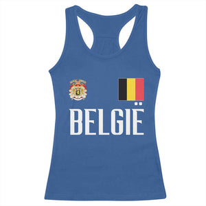 Royal Coat of Arms Belgie Crest Graphic Racerback Tank Top Traditional Belgium Belgian Flag and Lion Heritage Pride Gift TS02 Royal Blue Print Your Wear